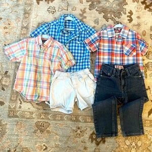Lot of 3T boys - 3 short sleeve button-ups, 1 khaki shorts, 1 pair of jeans